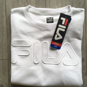 NWT white fila crew neck sweater